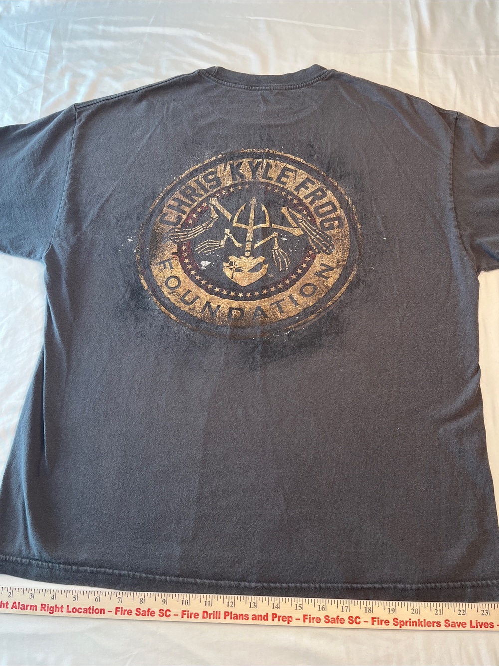 Chris Kyle Frog Foundation T-Shirt Gray Pocket Logo Back Graphic Adult L-XL